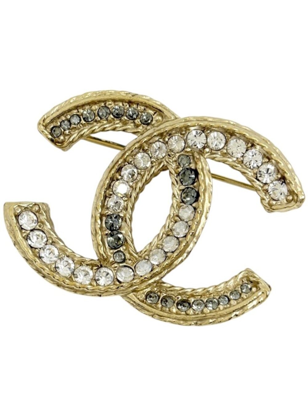 Chanel Brooch CC Logo Rhinestone Gold